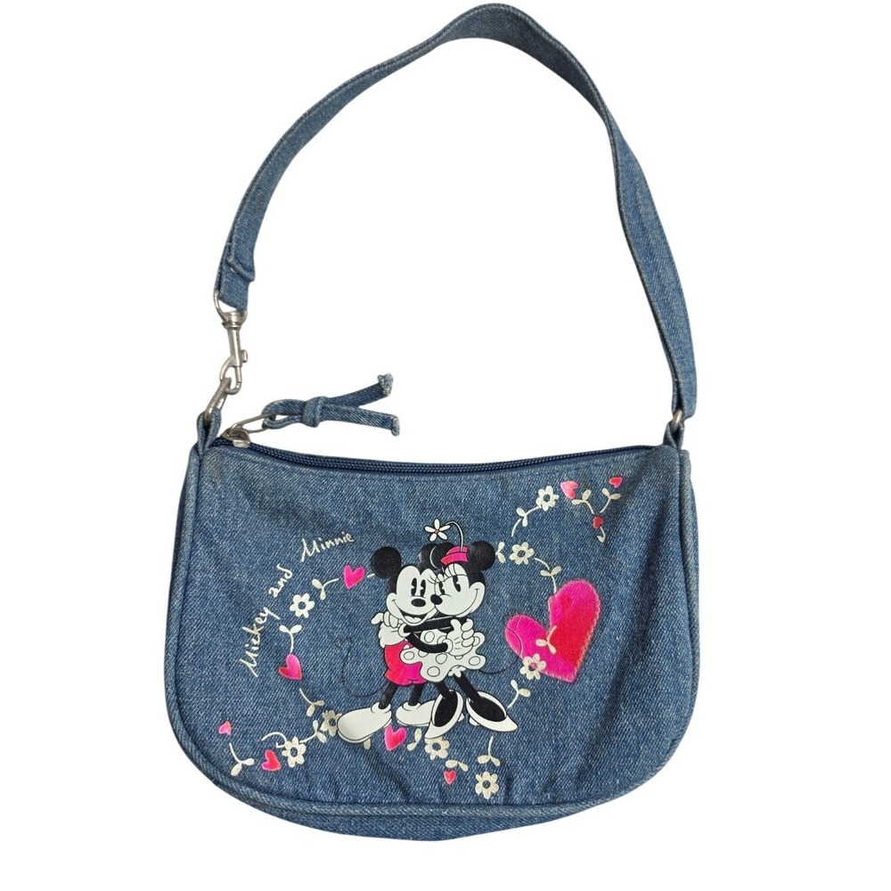 Disney Y2K Mickey Minnie Denim Shoulder Bag Blue Women One Size Baguette Purse
